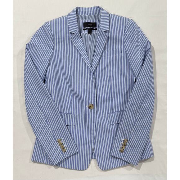 J Crew Women's Regent Blazer Blue and White Stripe Size 6 (092) - Picture 1 of 12